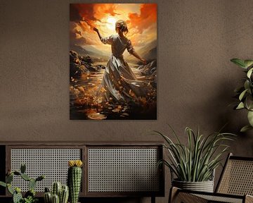 Dansende Vrouw tijdens zonsondergang van PixelPrestige