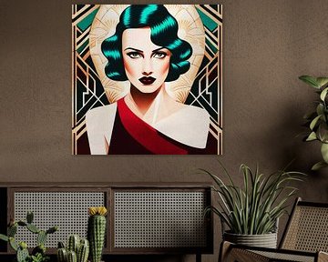 Portret van een vrouw in Art Deco stijl