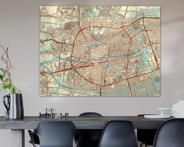 Kaart van Leeuwarden in de stijl Blauw & Crème van Map Art Studio