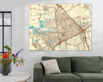 Kaart van Drachten in de stijl Blauw & Crème van Map Art Studio