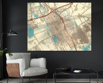 Kaart van Heerenveen in de stijl Blauw & Crème van Map Art Studio