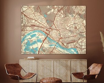 Kaart van Arnhem in de stijl Blauw & Crème van Map Art Studio