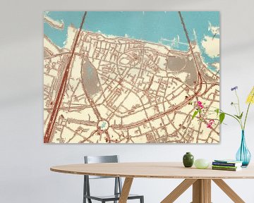 Carte de Nijmegen Centrum dans le style Blue & Cream sur Map Art Studio