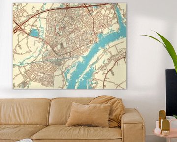 Kaart van Tiel in de stijl Blauw & Crème van Map Art Studio