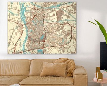 Kaart van Zutphen in de stijl Blauw & Crème van Map Art Studio