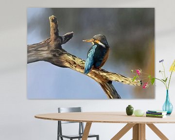 Kingfisher ijsvogel schilderij van W. Vos