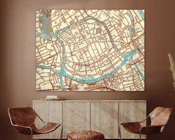 Kaart van Groningen Centrum in de stijl Blauw & Crème van Map Art Studio