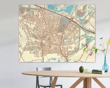 Kaart van Winschoten in de stijl Blauw & Crème van Map Art Studio