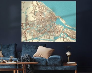 Kaart van Delfzijl in de stijl Blauw & Crème van Map Art Studio