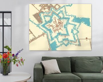 Kaart van Bourtange in de stijl Blauw & Crème van Map Art Studio