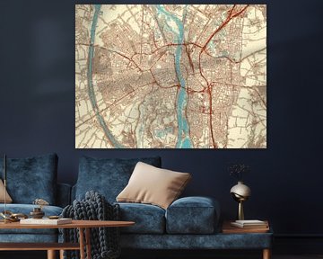 Kaart van Maastricht in de stijl Blauw & Crème van Map Art Studio