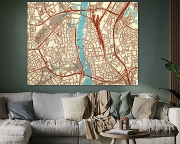 Kaart van Maastricht Centrum in de stijl Blauw & Crème van Map Art Studio