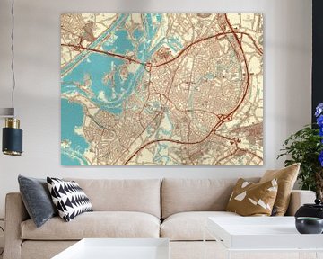 Kaart van Roermond in de stijl Blauw & Crème van Map Art Studio