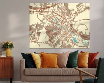 Kaart van Valkenburg in de stijl Blauw & Crème van Map Art Studio