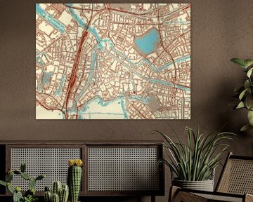 Kaart van Den Bosch Centrum in de stijl Blauw & Crème van Map Art Studio