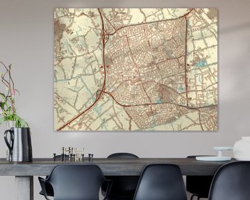 Kaart van Uden in de stijl Blauw & Crème van Map Art Studio