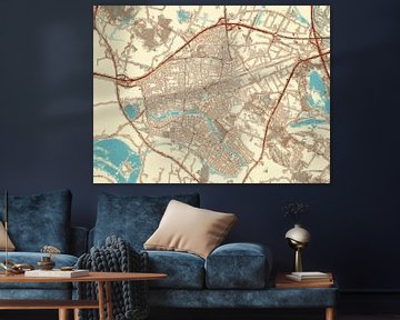 Kaart van Wijchen in de stijl Blauw & Crème van Map Art Studio
