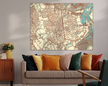 Kaart van Valkenswaard in de stijl Blauw & Crème van Map Art Studio