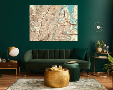 Kaart van Haarlem in de stijl Blauw & Crème van Map Art Studio