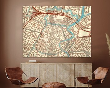 Kaart van Haarlem Centrum in de stijl Blauw & Crème van Map Art Studio