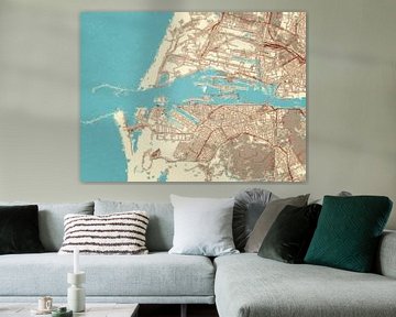 Carte de IJmuiden dans le style Blue & Cream sur Map Art Studio