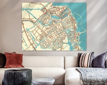 Kaart van Medemblik in de stijl Blauw & Crème van Map Art Studio