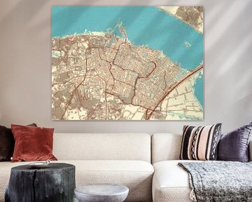 Carte de Huizen dans le style Blue & Cream sur Map Art Studio