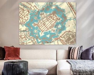 Kaart van Naarden in de stijl Blauw & Crème van Map Art Studio