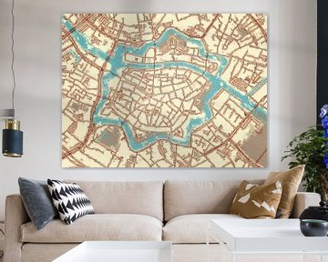 Carte de Zwolle Centrum dans le style Blue & Cream sur Map Art Studio