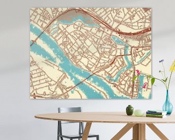 Kaart van Deventer Centrum in de stijl Blauw & Crème van Map Art Studio