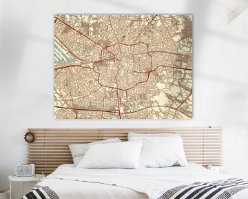 Kaart van Enschede in de stijl Blauw & Crème van Map Art Studio