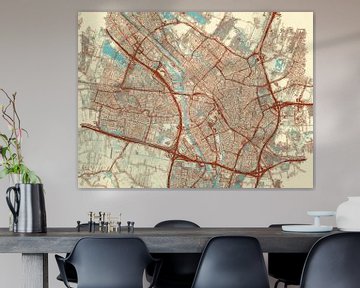 Kaart van Utrecht in de stijl Blauw & Crème van Map Art Studio