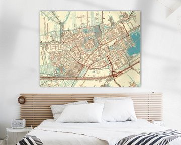 Kaart van Woerden in de stijl Blauw & Crème van Map Art Studio