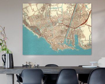 Kaart van Vlissingen in de stijl Blauw & Crème van Map Art Studio