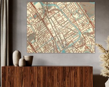 Kaart van Delft Centrum in de stijl Blauw & Crème van Map Art Studio