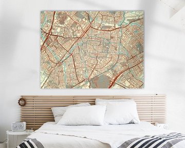 Kaart van Leiden in de stijl Blauw & Crème van Map Art Studio