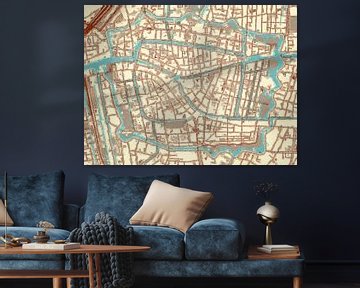 Kaart van Leiden Centrum in de stijl Blauw & Crème van Map Art Studio