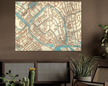 Kaart van Gouda Centrum in de stijl Blauw & Crème van Map Art Studio
