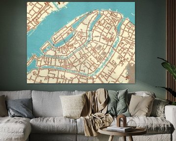 Kaart van Dordrecht Centrum in de stijl Blauw & Crème van Map Art Studio