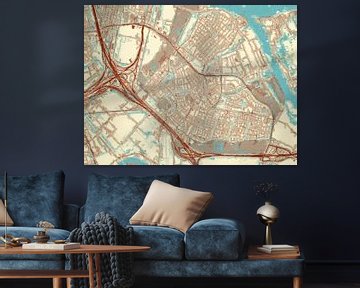 Kaart van Ridderkerk in de stijl Blauw & Crème van Map Art Studio