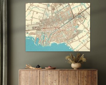 Kaart van Hellevoetsluis in de stijl Blauw & Crème van Map Art Studio
