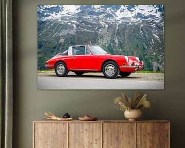 Porsche 912 Targa classic sports car in the Alps