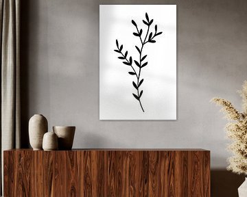 Botanical basics. Black and white drawing of simple leaves no. 1 by Dina Dankers