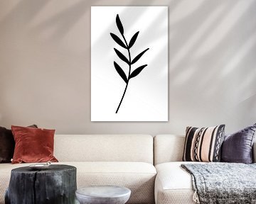 Botanical basics. Black and white drawing of simple leaves no. 3 by Dina Dankers