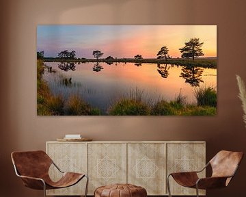 Panorama Zonsondergang Dwingelderveld van Henk Meijer Photography