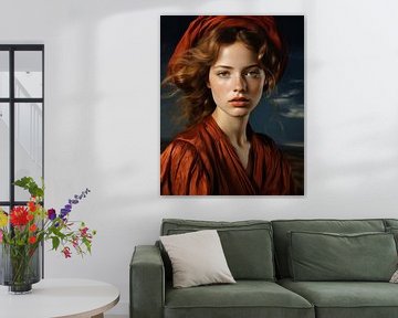 Portret "Het meisje in rood" van Carla Van Iersel