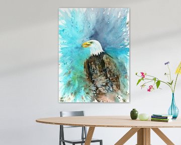 Portrait d'un aigle à tête blanche Peinture à l'aquarelle sur Karen Kaspar