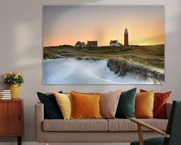 Texel lighthouse at sunset by John Leeninga