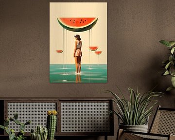 Smaakvolle Verbeelding: Een Surrealistisch Watermeloen Avontuur van Color Square
