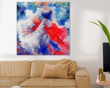 Abstrakt mit Blau und Rot